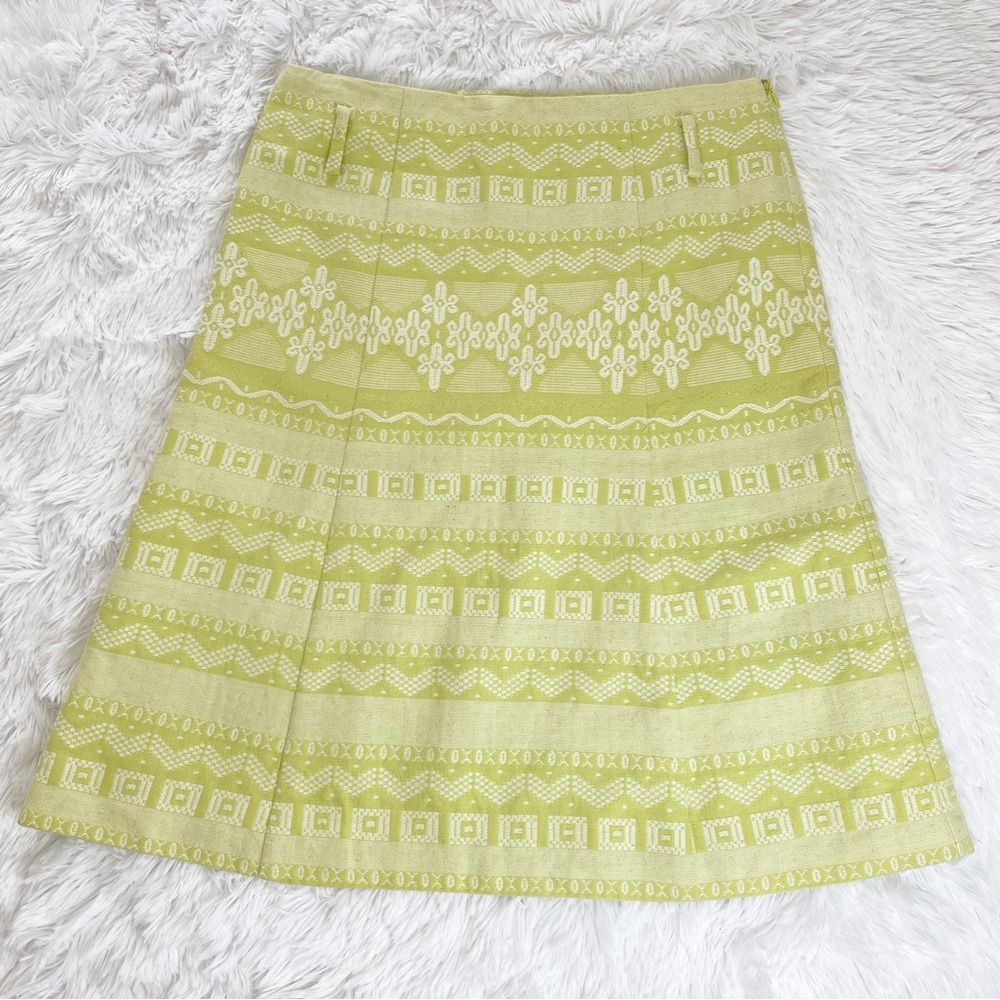 Bandolino Lime Green Patterned Tapestry Skirt